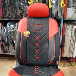 روکش صندلی خودرو  تیباصندوق دار مشکی قرمز جنس جودون چرم مدل پاناما الگو فابریک