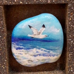 تابلوی مرغ دریایی با قابی از شن های طبیعی درخشان