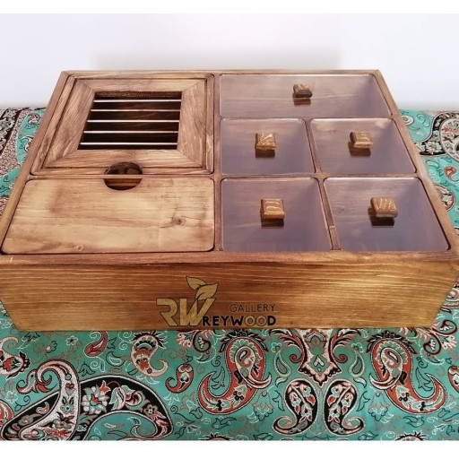 جعبه دمنوش تیبگ چوبی همراه با وارمر