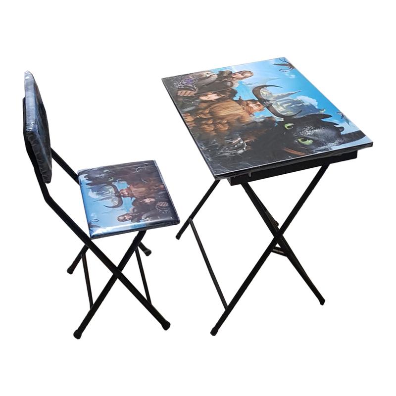 میز تحریر تاشو  باکسدار  به همراه صندلی- طرح اژدها سواران 