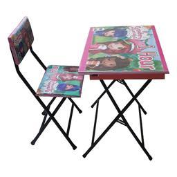 میز تحریر بدون باکس تاشو  - به همراه صندلی - طرح دختر توت فرنگی 