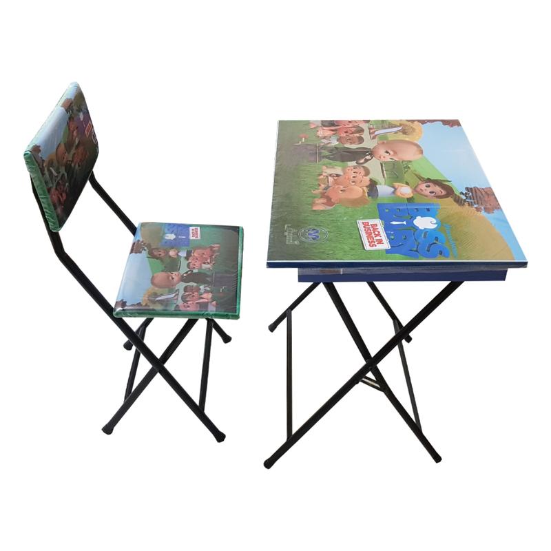 میز تحریر بدون باکس تاشو - به همراه صندلی - طرح بچه رئیس 