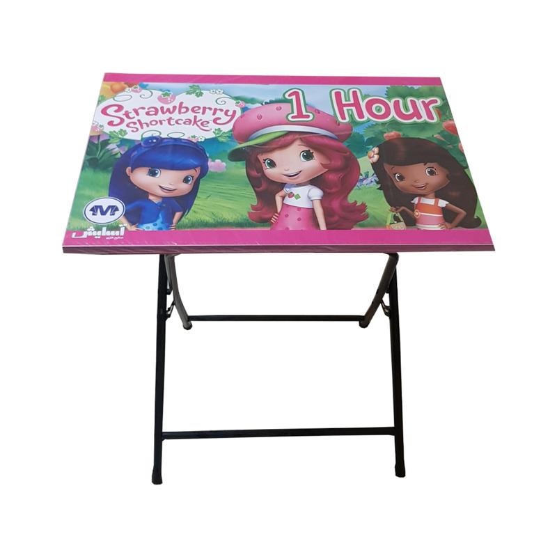 میز تحریر بدون باکس تاشو  - به همراه صندلی - طرح دختر توت فرنگی 