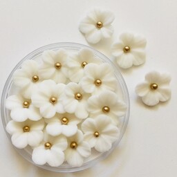 گل قند تزئینی طرح گل مرواریددار سفید
