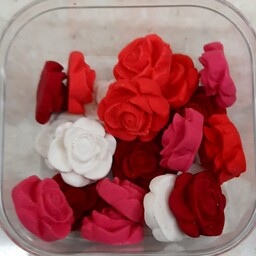 گل فوندانت تزئینی طرح گل رز رنگی طیف قرمز