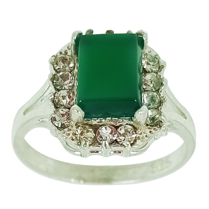 انگشتر نقره زنانه با سنگ عقیق سبز 