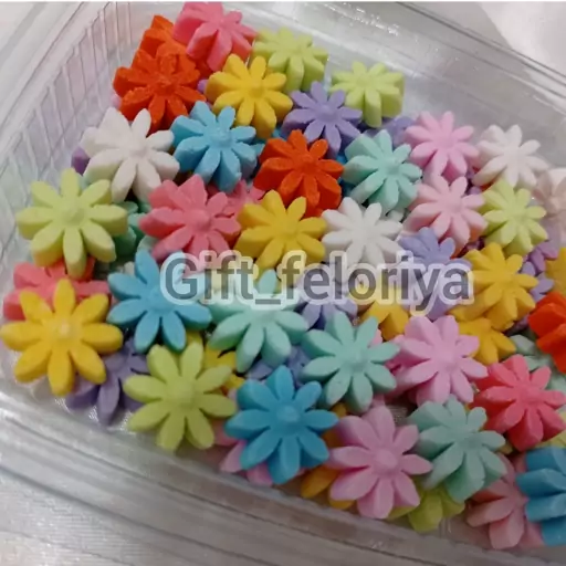 قند رنگی و خوراکی طرح گل مینا بسته 100گرمی(کد 3)