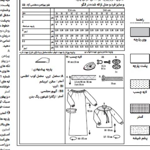 الگوی بلوز و پیراهن مجلسی زنانه کد 62 متد مولر سایز 34 تا 46