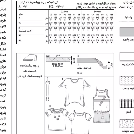 الگوی خیاطی تیشرت بلوز پیراهن دخترانه کد 47 متد مولر سایز 6 تا 12سال