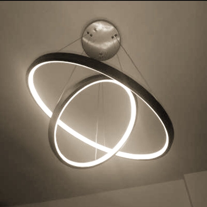 لوستر مدرن طرح:دایره دو حلقه نور به داخل(رنگ بدنه :مشکی، سفید)و(نور:مهتابی،آفتابی)