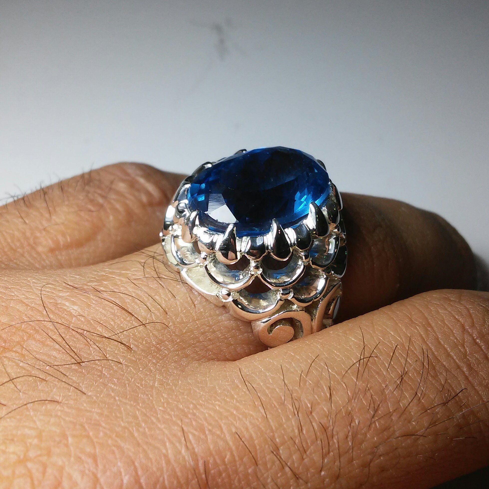 انگشتر توپاز آبی معدنی اصل