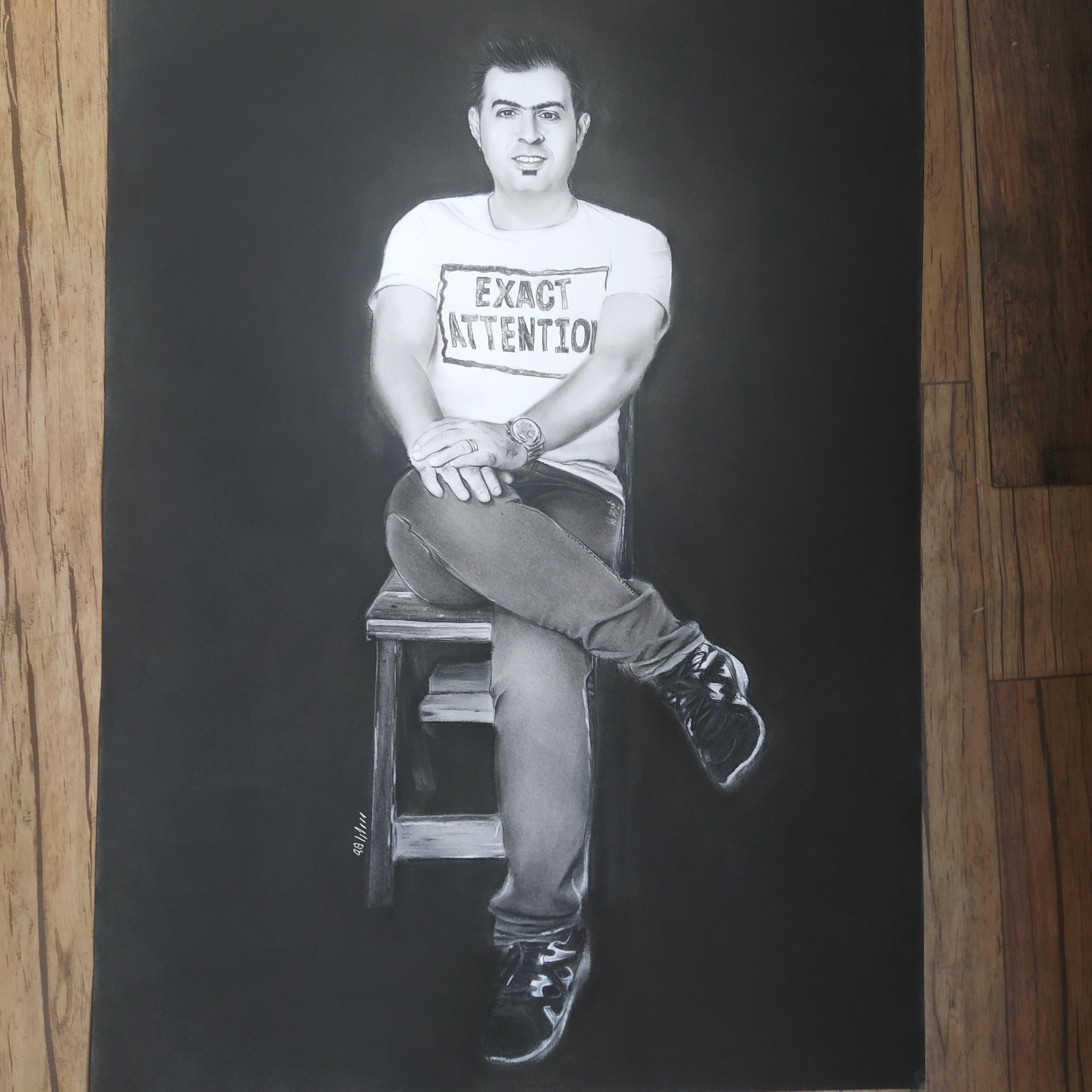 طراحی چهره سیاه قلم با عکس های شما ( 50×70 ساننی متر )