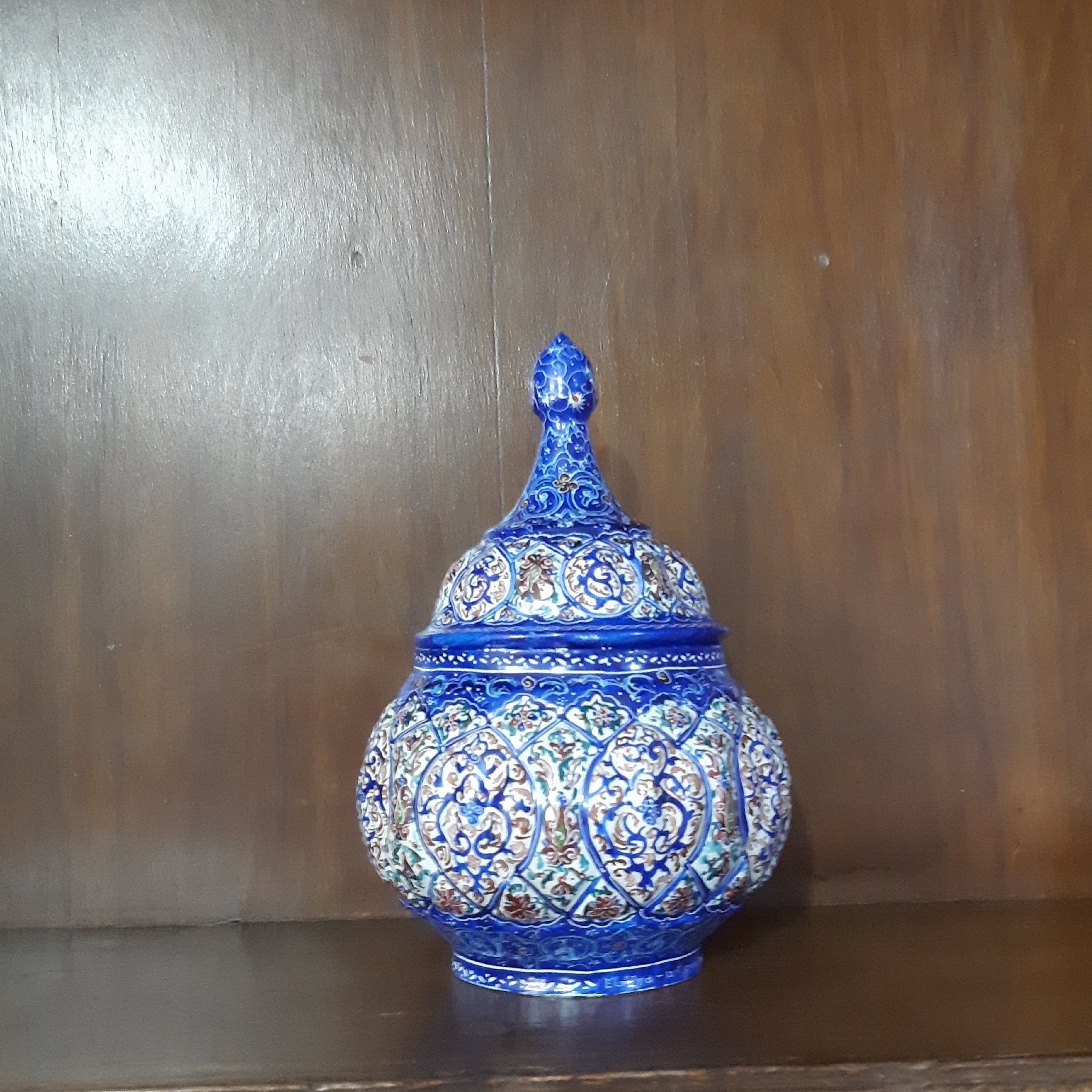 قندان18 سانتی میناکاری طرح اسلیمی ختایی