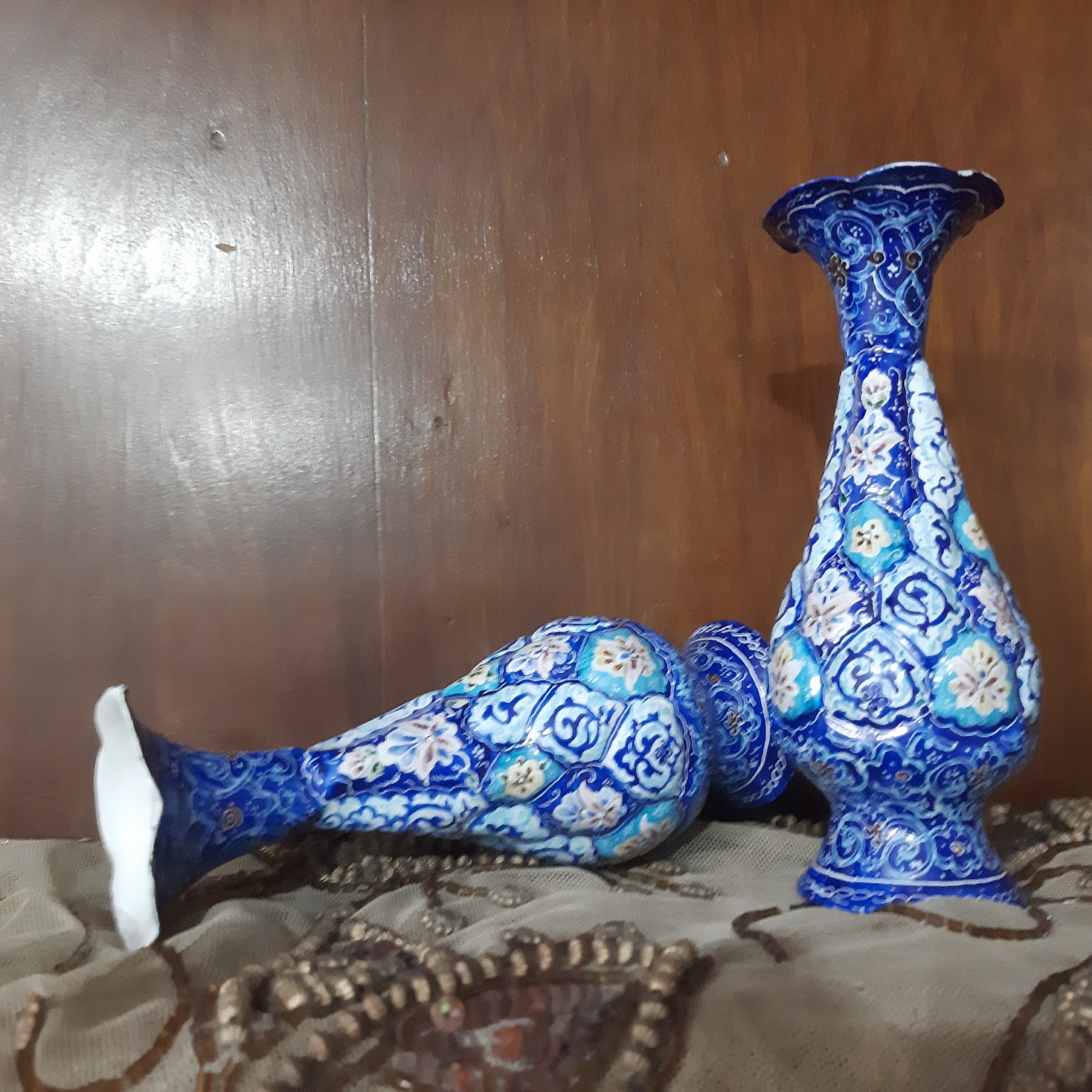 گلدان میناکاری طرح اسلیمی پرداز( جفت)