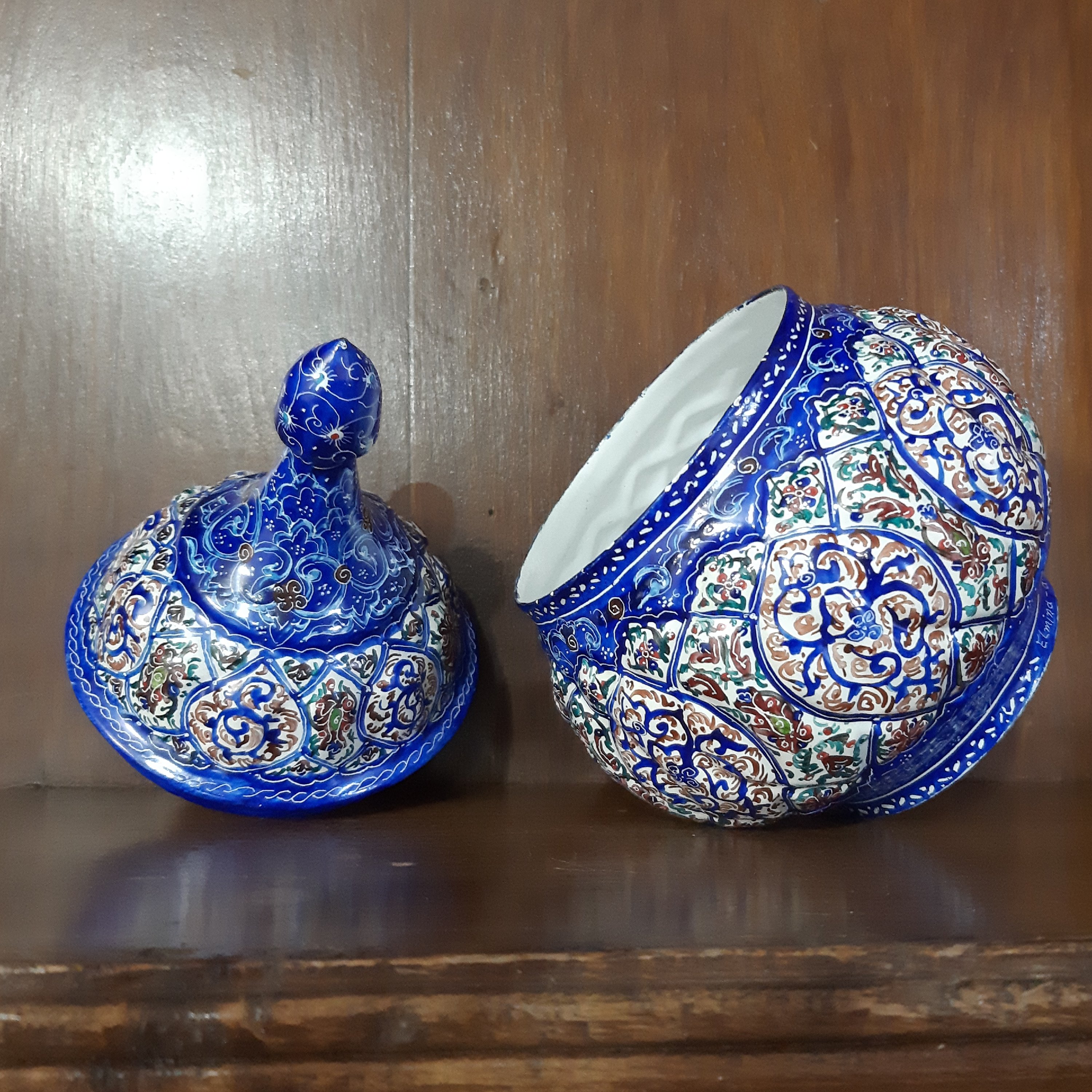 قندان18 سانتی میناکاری طرح اسلیمی ختایی