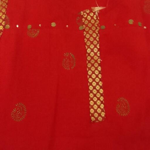 پیراهن لباس هندی مجلسی دخترانه زنانه خارجی قرمز طلایی