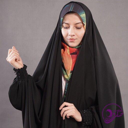 چادر مشکی جده جواهر دوزی مروارید حجاب صفری با ارسال رایگان وهدیه و تضمین دوخت و کیفیت پارچه همراه با ضمانت شست شو 