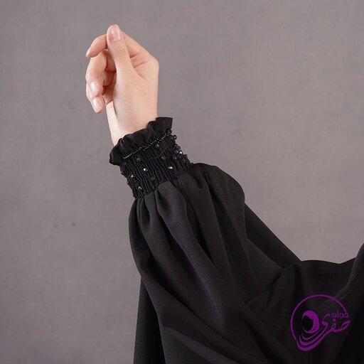 چادر مشکی جده جواهر دوزی مروارید حجاب صفری با ارسال رایگان وهدیه و تضمین دوخت و کیفیت پارچه همراه با ضمانت شست شو 
