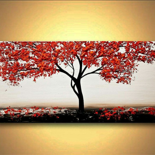 تابلو نقاشی درخت سرخ01