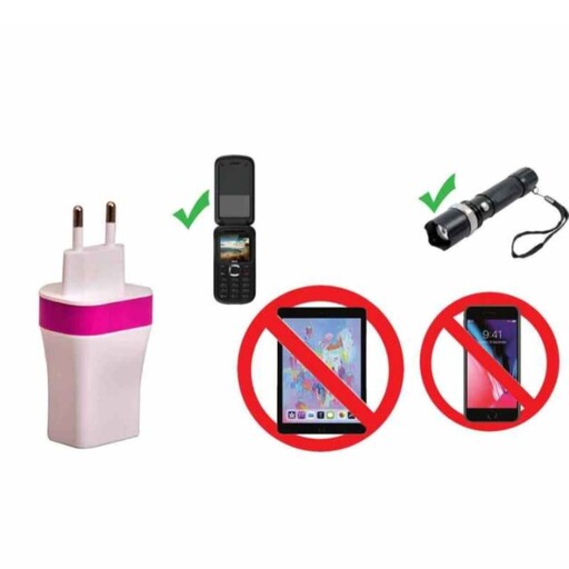 آدابتور شارژ USB سه درگاه خروجی مخصوص گوشی ساده و اسباب بازی 