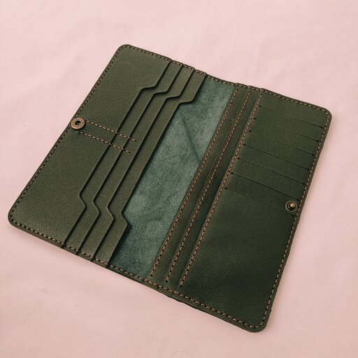 کیف چرم طبیعی دست دوز  اسپرت رنگ سبز لجنی سبز یشمی (ارسال رایگان)