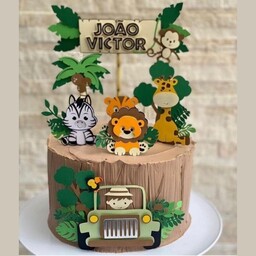 مجموعه تاپر کیک دستسازه مقوای تم حیوانات جنگل(safari