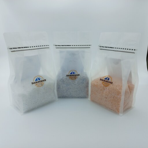 نمک صورتی و دل نمک و نمک آبی شکری دماوند - بسته 3 عددی- هر بسته 1000 گرم مناسب فشار خون و بیماری قلبی و دیابت و تیروئید