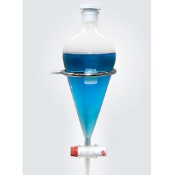 قیف دکانتور  شیشه ای 250 میلی لیتر (قیف جداکننده) شیر تفلونی 