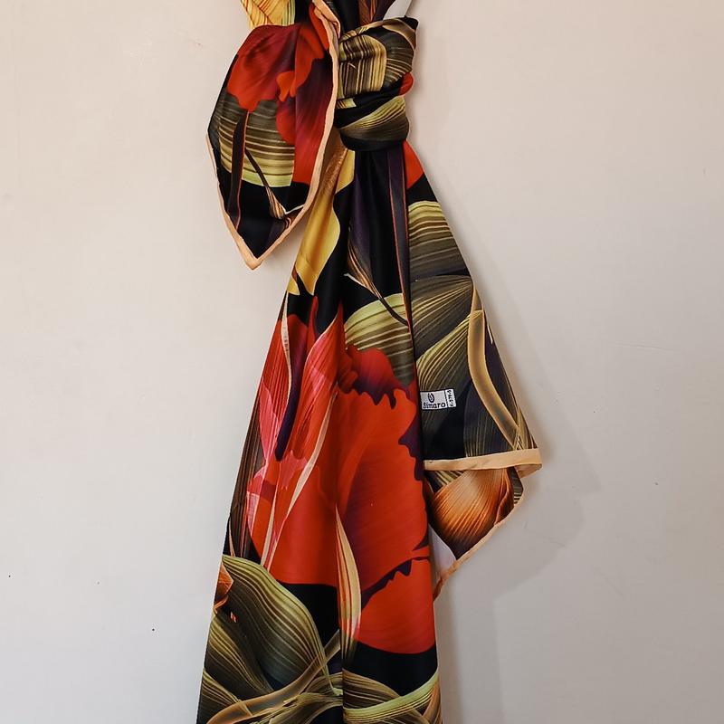 روسری ساتن ابریشم مجلسی زنانه،رنگبندی مشابه عکس،سایز 110برندسیمارو