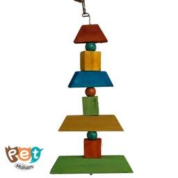 اسباب بازی پرنده مدل اسباب بازی چوبی پرنده با رنگ خوراکی مناسب برای همه طوطی ها