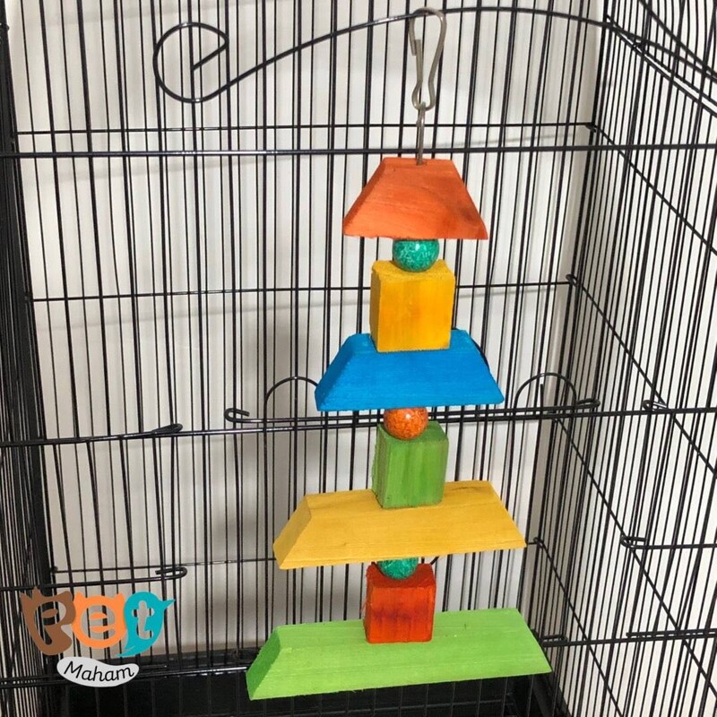 اسباب بازی پرنده مدل اسباب بازی چوبی پرنده با رنگ خوراکی مناسب برای همه طوطی ها