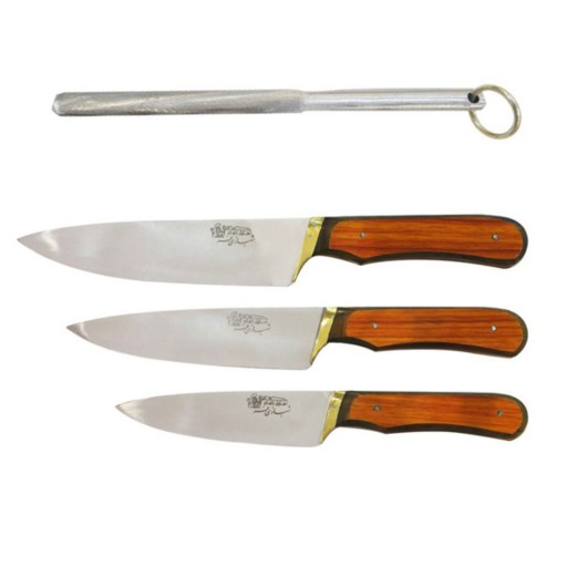ست چاقوی 3 پارچه آشپزخانه مدل شهبازی فر SM3 به همراه چاقو تیز کن