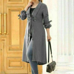 مانتو شیک سایز 36 تا 40 مجلسی و  بسیار زیبا و پرفروش و شیک طوسی موجوده ارسال رایگان فوری 