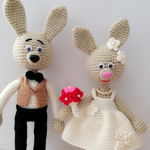 عروسک بافتنی خرگوش عروس و داماد