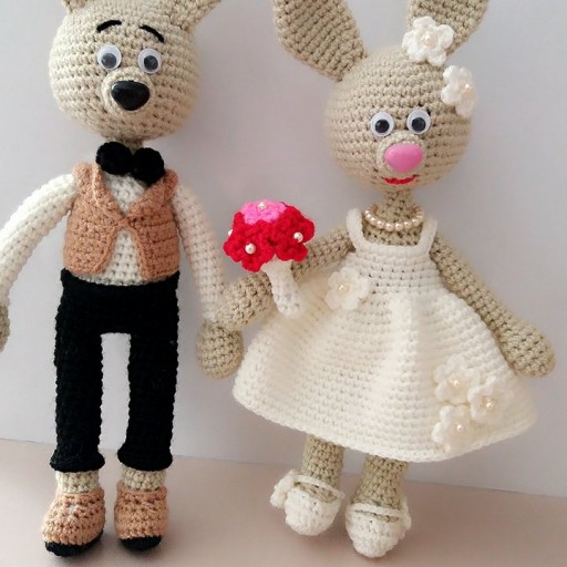 عروسک بافتنی خرگوش عروس و داماد