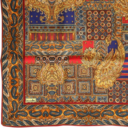 روسری قواره دار بلالوک طرح نقاشی فرش کد 016