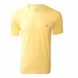 تی شرت روانبخش رنگ زرد لیمویی یقه گرد نخی ساده شوقی  