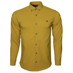پیراهن مردانه بنگال کش رنگ خردلی بدون مارک مدل mk22