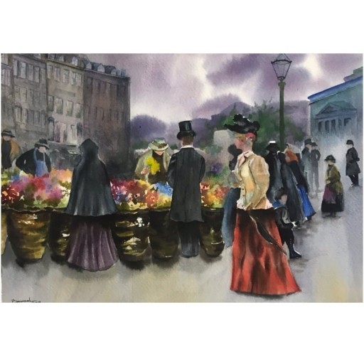 نقاشی آبرنگ بازار