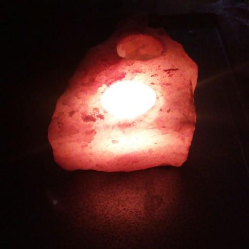 سنگ نمک تزئینی(جا شمعی) بدون تراش رنگ شده