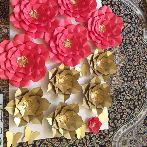 گل کاغذی دکوراتیو طلایی