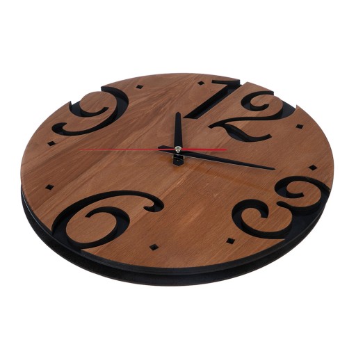 ساعت دیواری چوبی مدل کیتا کلاسیک کد CK 605-CM - (قطر 35 cm)