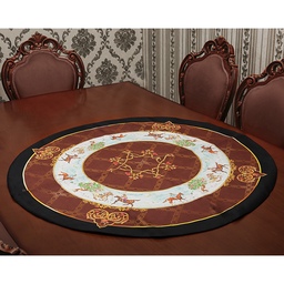 رومیزی دایره سایز 100 طرح چوگان قهوه ای سلطنتی