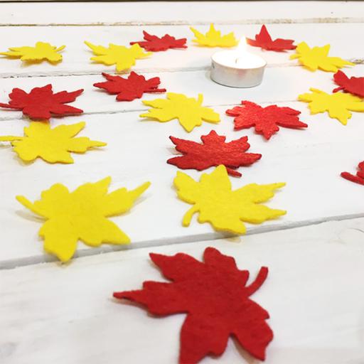 برگ پاییزی نمدی افرا در 3 سایز و رنگ زرد و قرمز  و نارنجی بسته 30 عددی