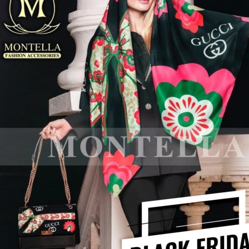 ست کیف پاسپورتی و روسری نخی درجه یک گل رز برند مونتلا (ارسال رایگان به سراسر کشور)