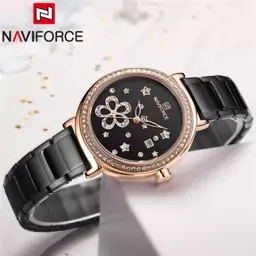 ساعت زنانه ناویفورس اورجینال موتور ژاپن بند استیل Naviforce