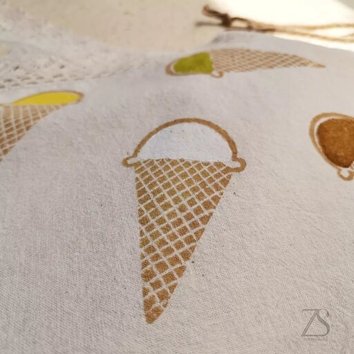 مهر دستساز  طرح بستنی قیفی(مناسب برای چاپ روی پارچه، کاغذ و دیوار)