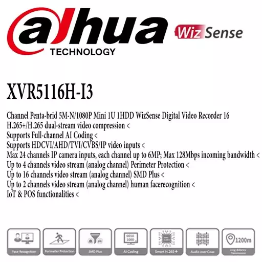 دستگاه 16 کانال XVR داهوا DAHUA XVR5116HS-I3