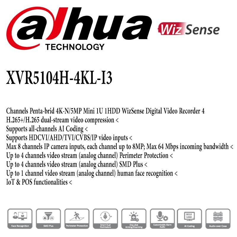 دستگاه ضبط XVR داهوا مدل Dahua DH-XVR5104HS-4KL-I3