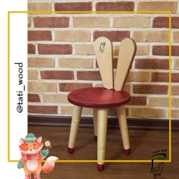 صندلی کودک تاتی طرح خرگوش، تماماً ساخته شده از چوب طبیعی